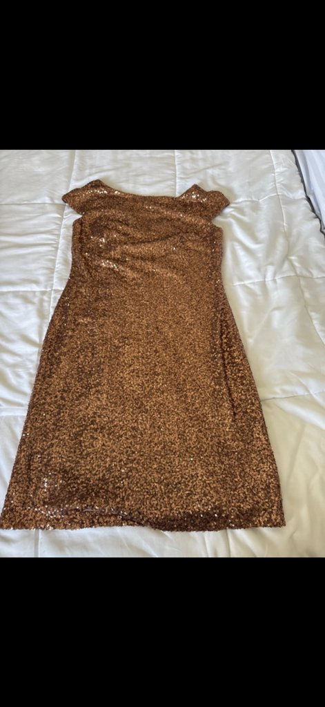 Sparkle Bronze Sequin Cocktail Dress 2