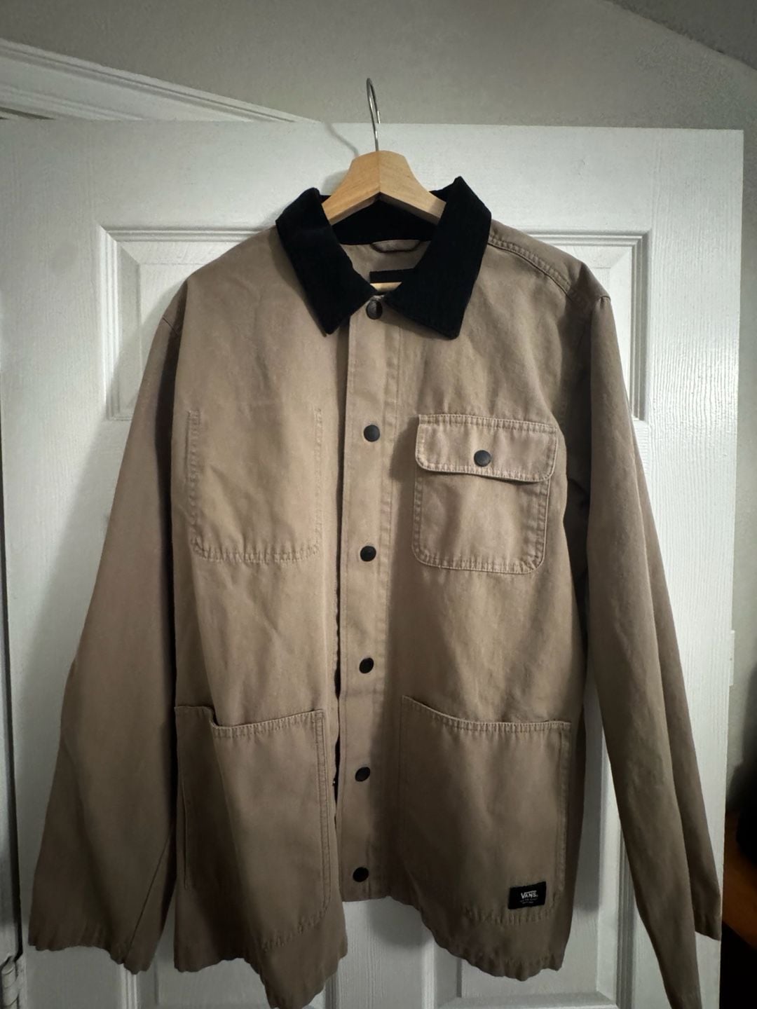 Vans Drill Chore Coat Size Large Brown Canvas Corduroy Collar 2