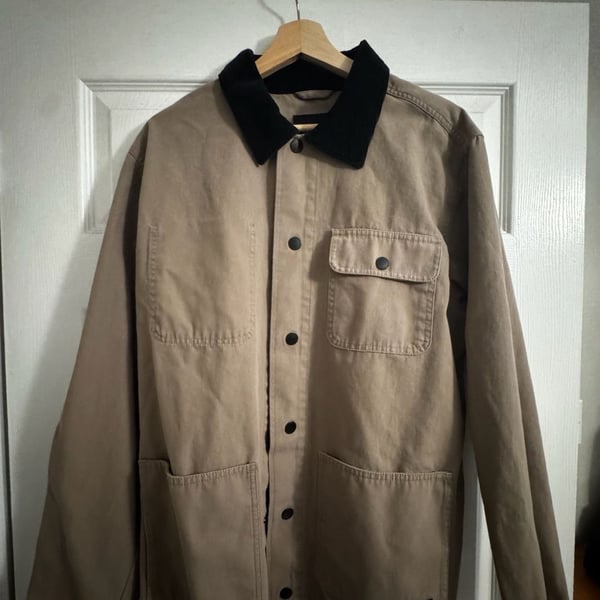 Vans Drill Chore Coat Size Large Brown Canvas Corduroy Collar