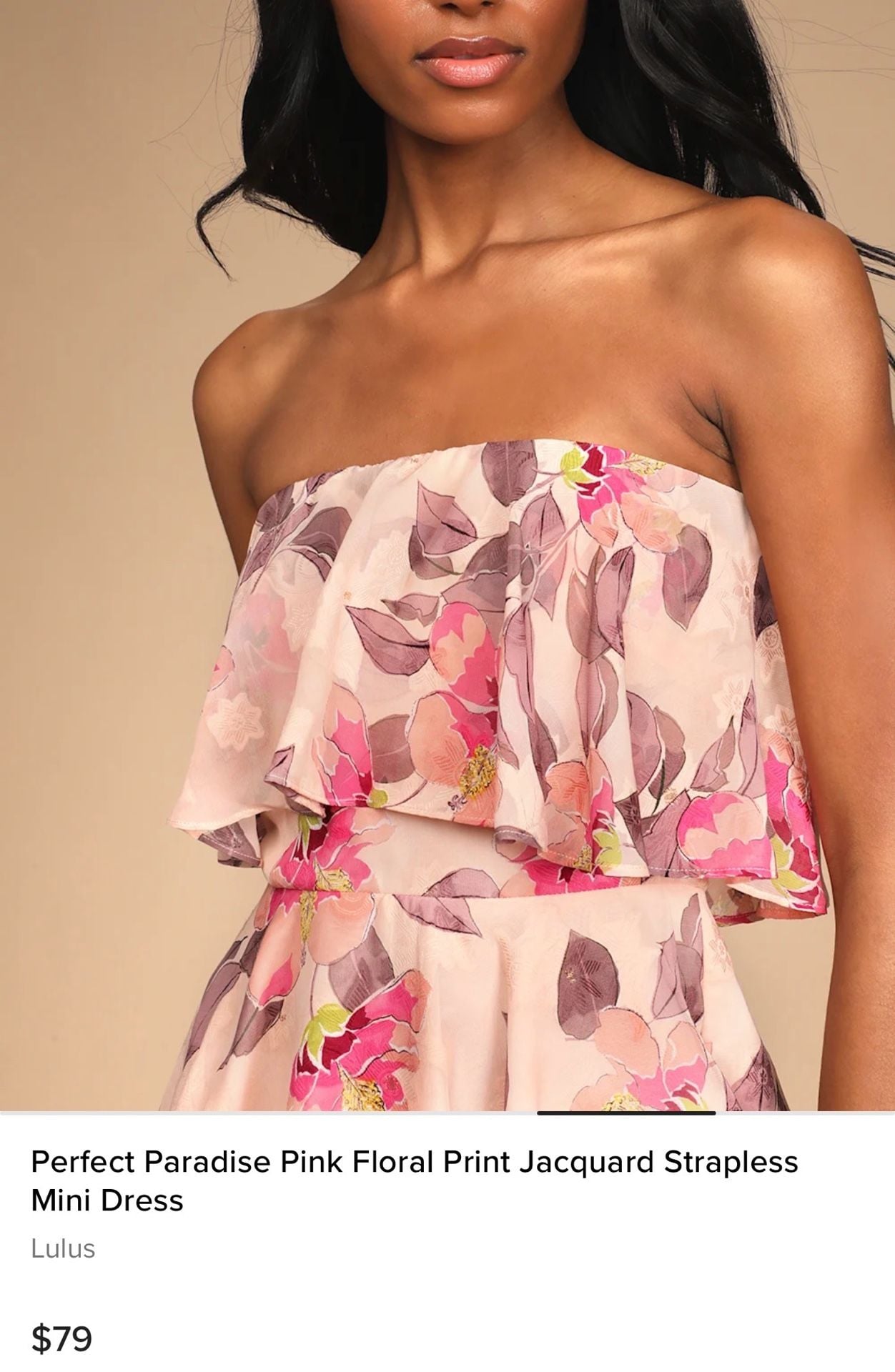 Lulus Perfect Paradise Strapless Jacquard Mini Dress Size S Pink 5