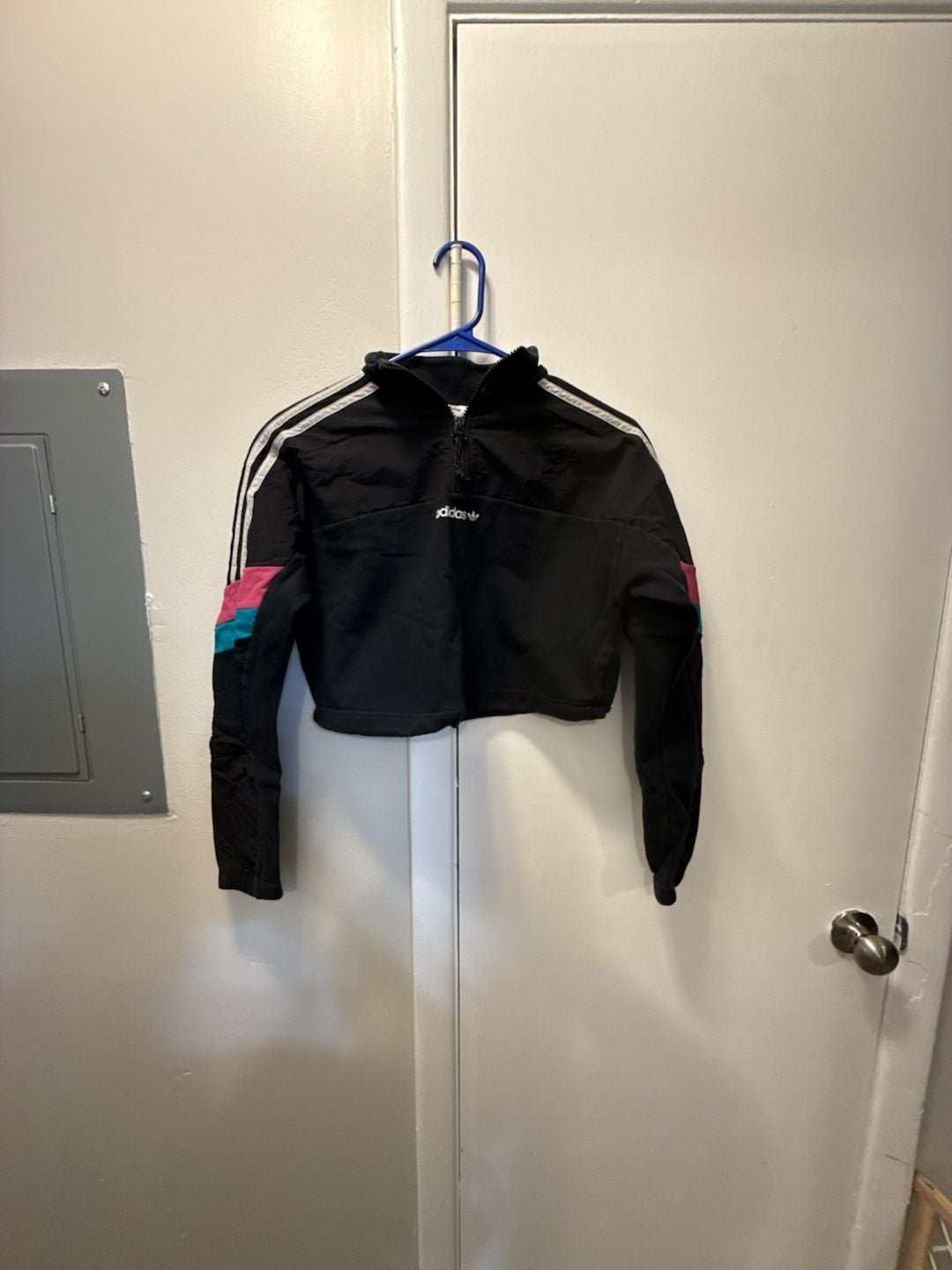 Adidas Half-Zip Crop Jacket Size S Black 2