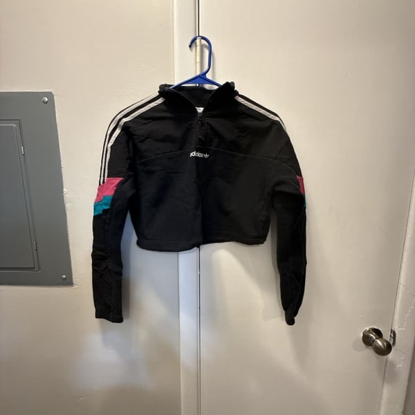 Adidas Half-Zip Crop Jacket Size S Black