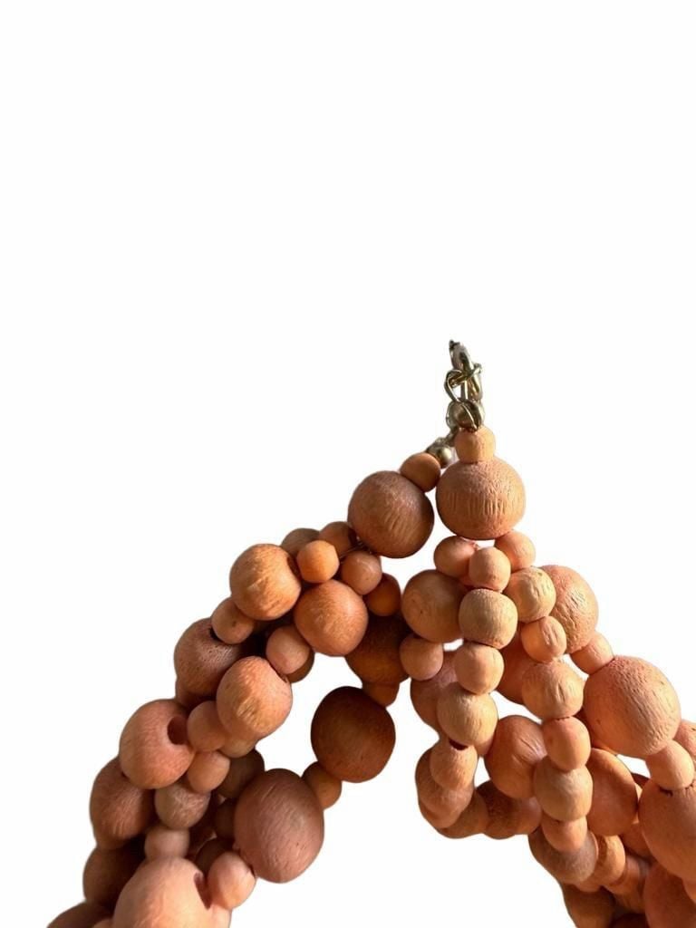 Vintage Multi Strand Wood Bead Necklace Peach Statement 3