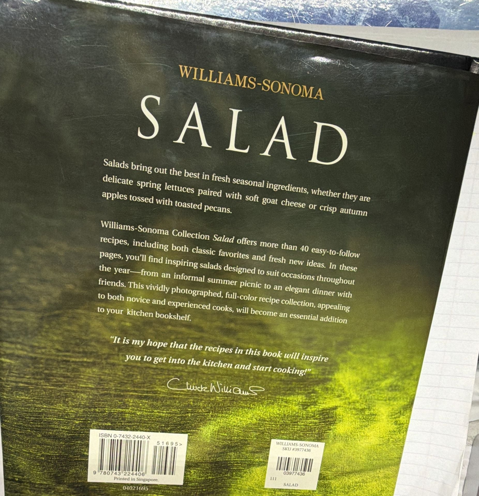 Williams-Sonoma Collection Salad Cookbook Hardcover 12