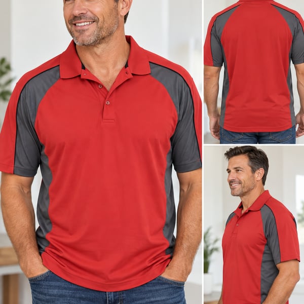 Grand Slam Polo Shirt XL Red Gray Airflow Performance Golf Athletic Men
