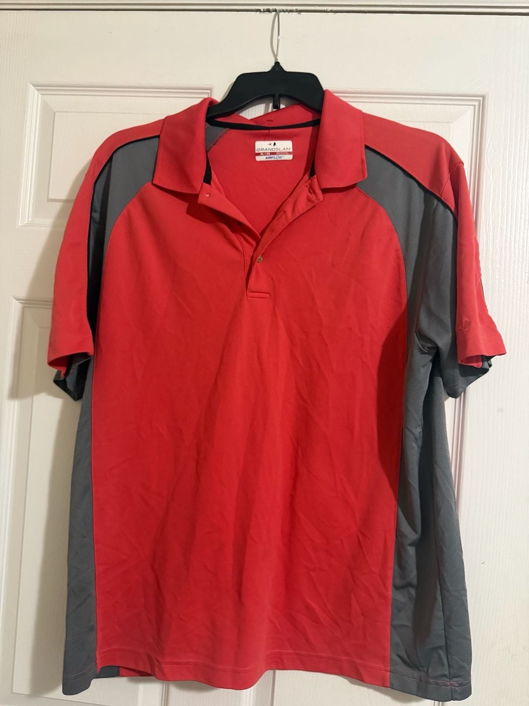 Grand Slam Polo Shirt XL Red Gray Airflow Performance Golf Athletic Men 3