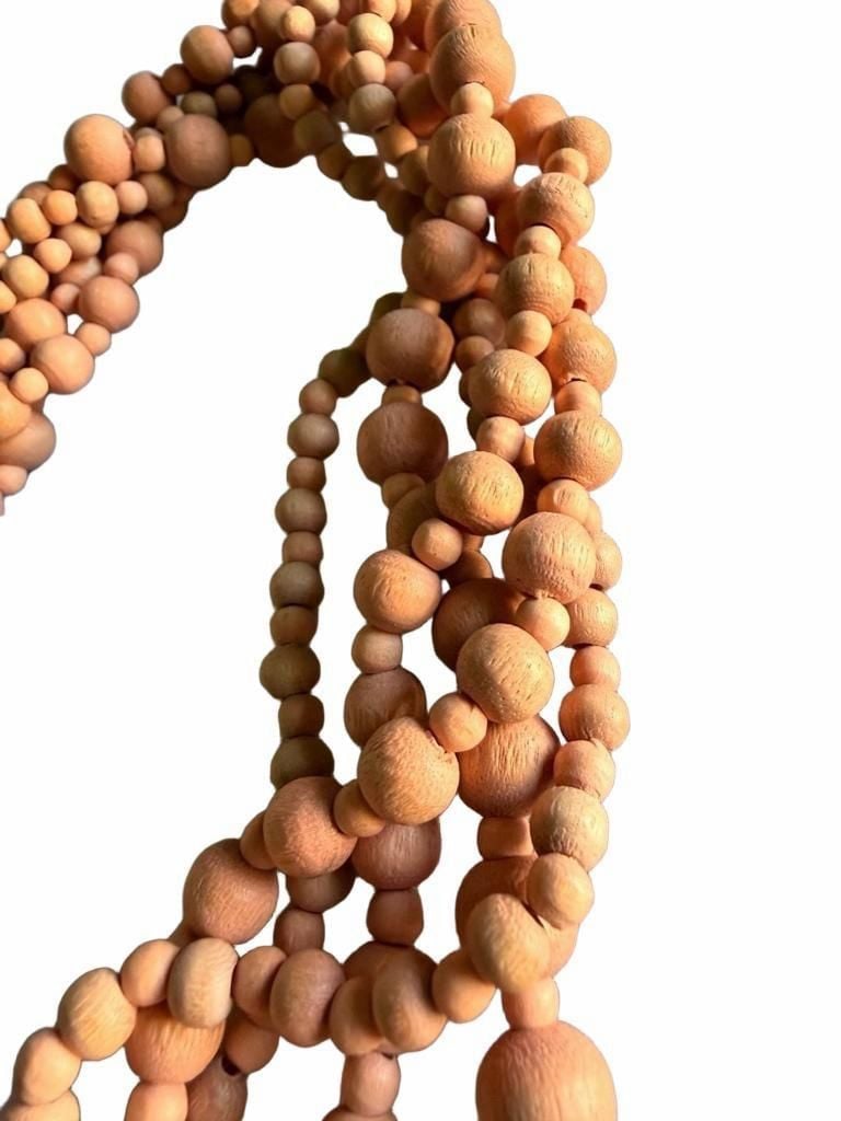 Vintage Multi Strand Wood Bead Necklace Peach Statement 4