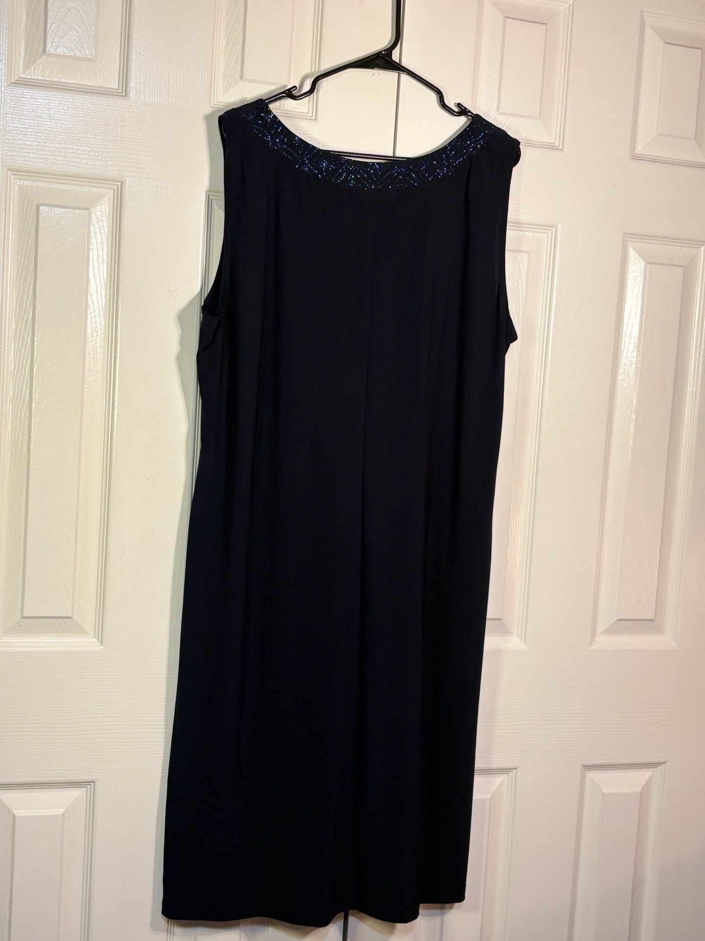 R&M Richards Embellished Neckline Midi Dress Size 1X Navy Blue 7