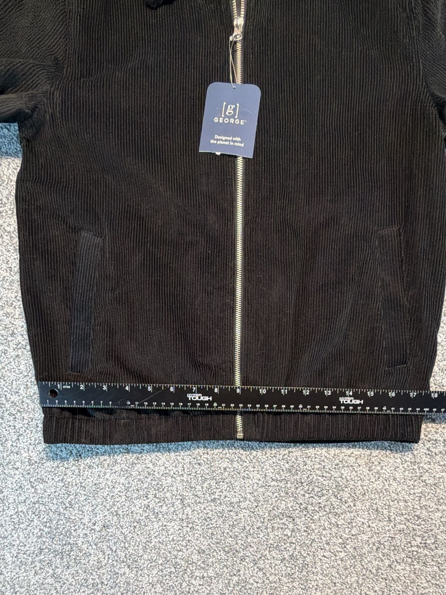 George Men’s Jacket Size S (34-36) Black Soot Corduroy. Full zip.  New! 8