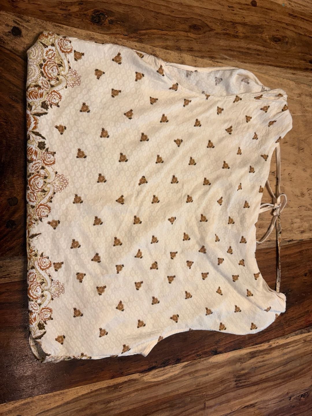 Free People Silas Print Tank Top Size S Ivory Floral Print Cowl Neck 2