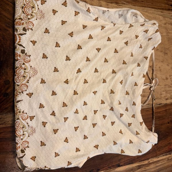 Free People Silas Print Tank Top Size S Ivory Floral Print Cowl Neck