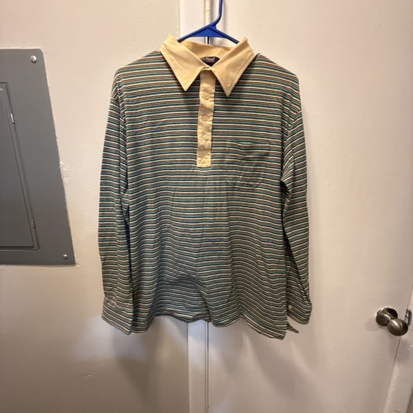 Par Four Sportswear Long Sleeve Polo Size XL Striped Rugby Shirt