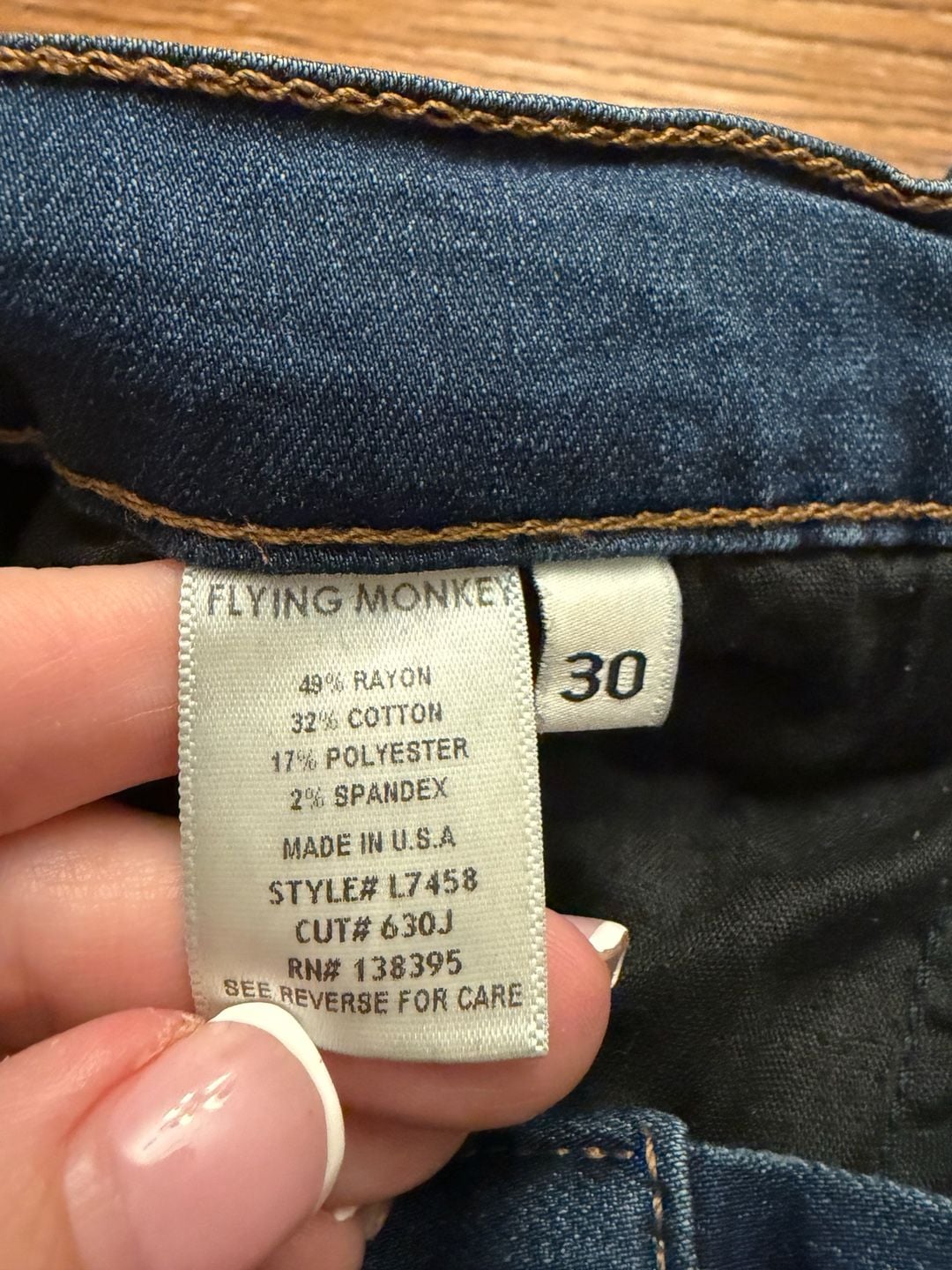 Flying Monkey Jeans L7458 Size 30 Dark Blue Denim Stretch 2