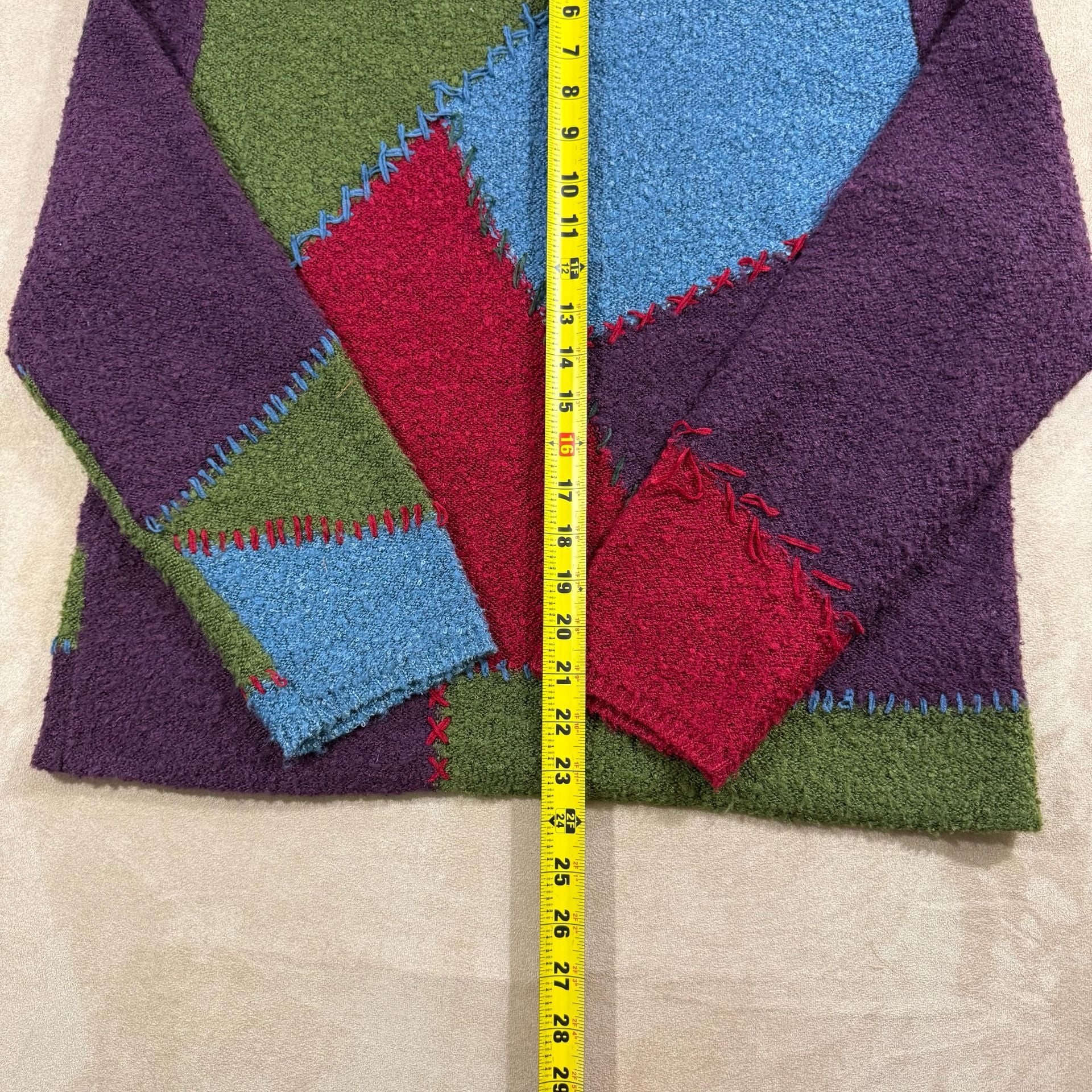Vintage Patchwork Turtleneck Sweater M 4