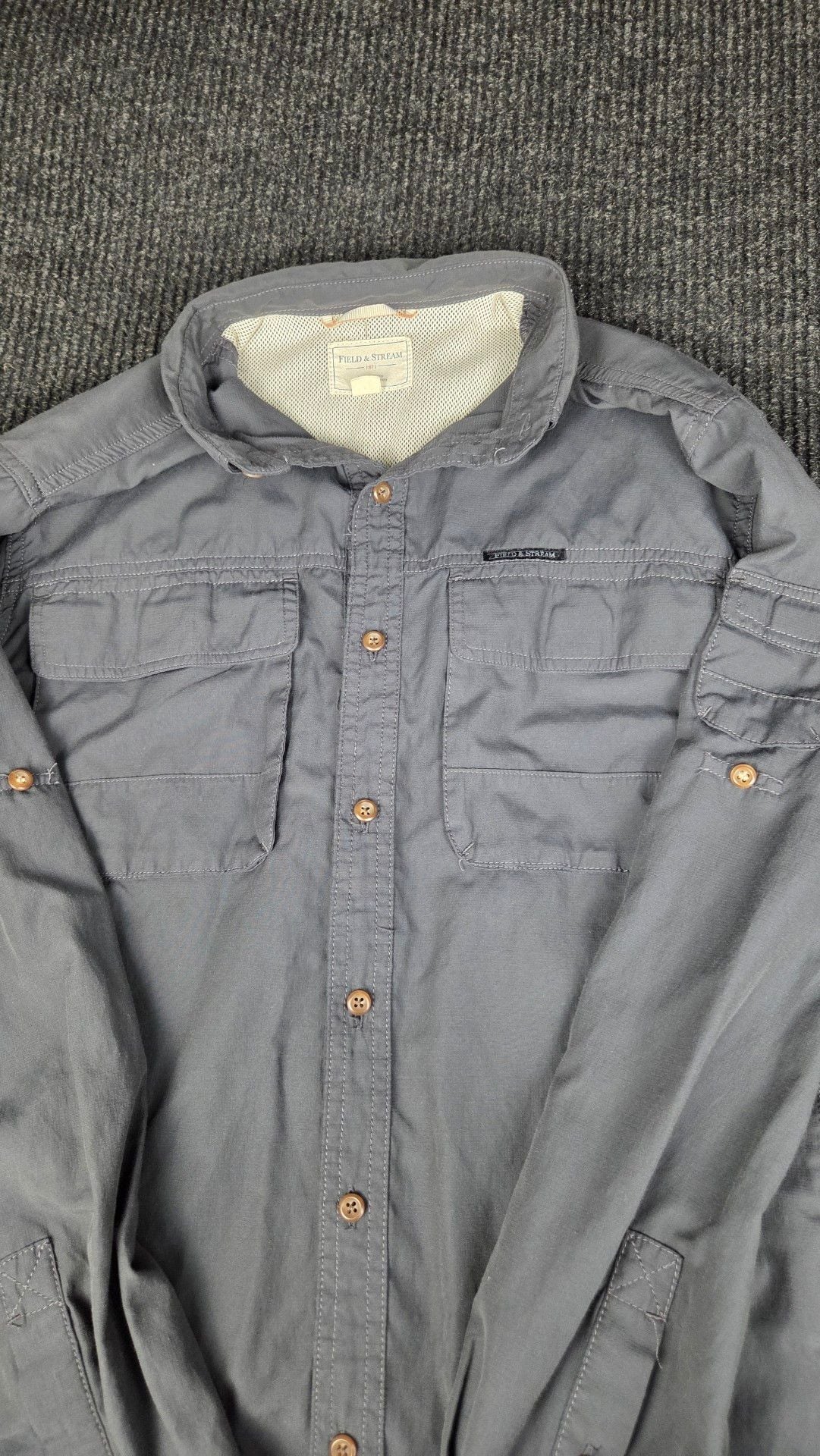 Field And Stream Long Sleeve Fishing Shirt Size M Gray Button Down 3