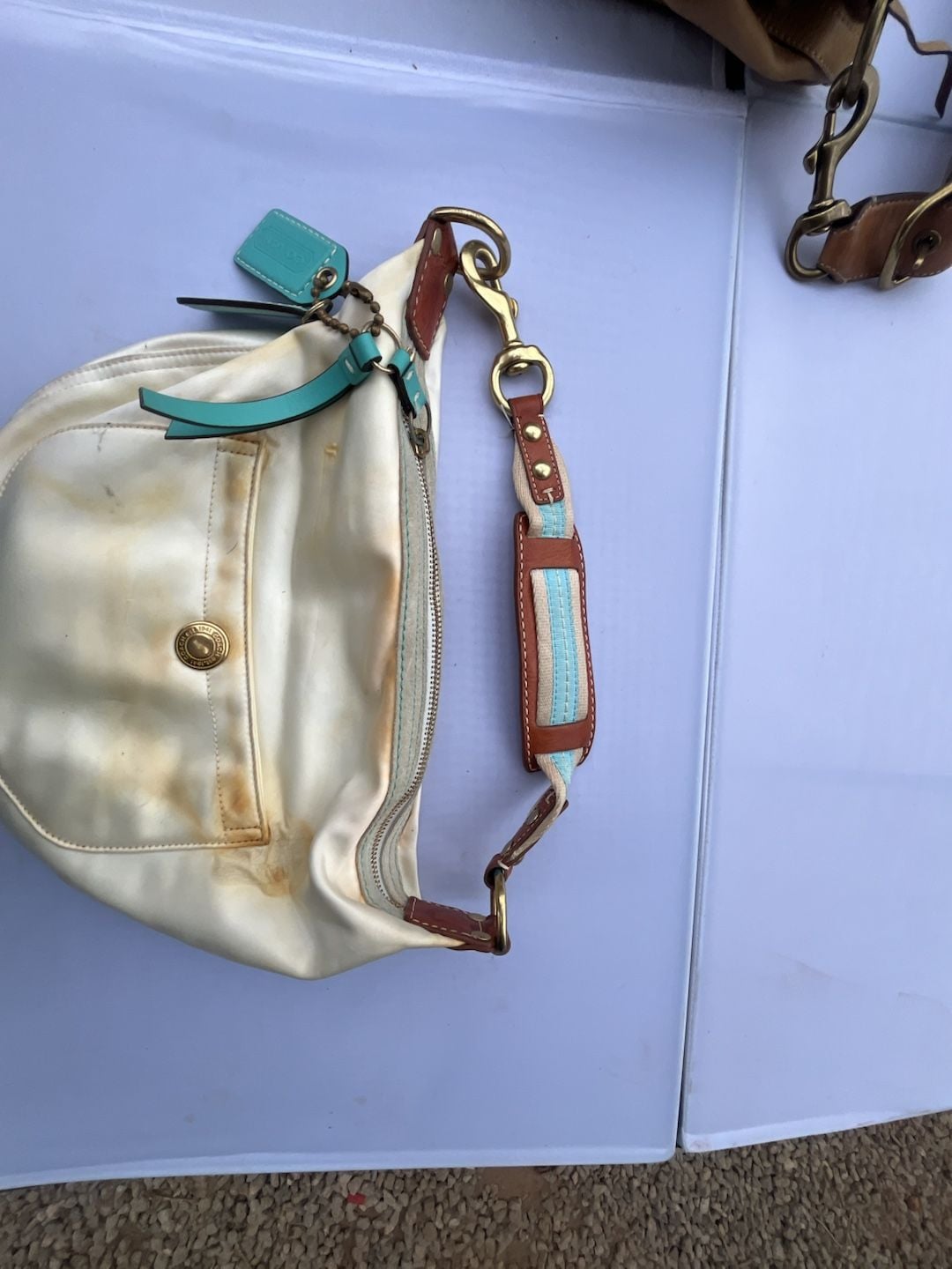 Coach Hamptons Ivory Satin Hobo Shoulder Bag NM050-116 4