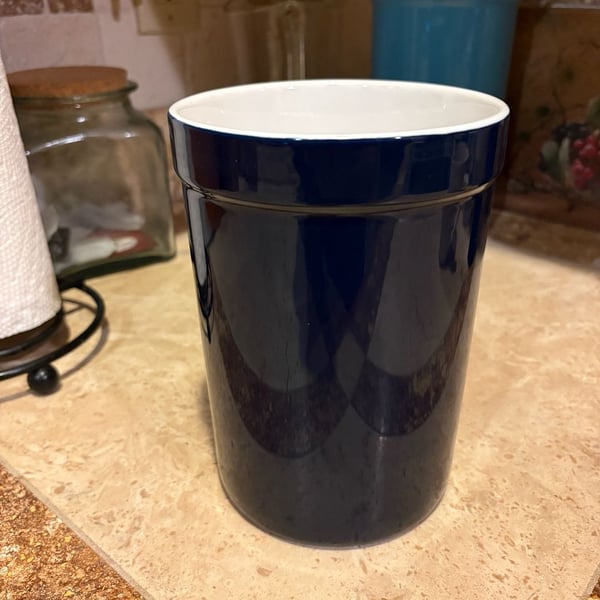 10 Strawberry Street Navy Blue Ceramic Utensil Holder / Crock