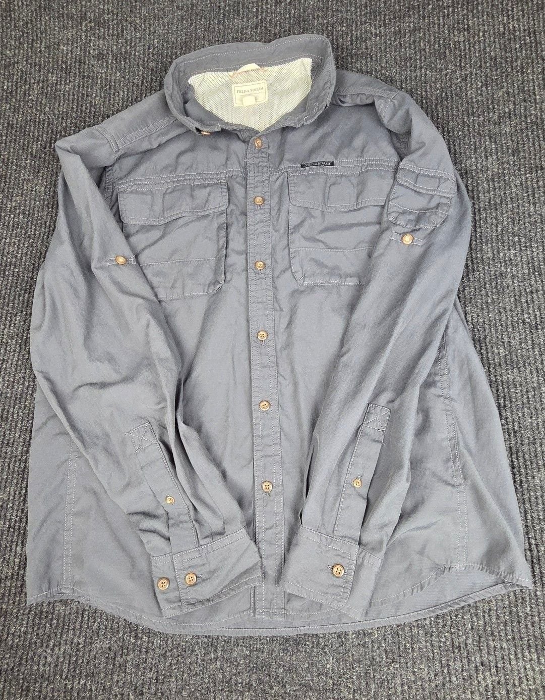 Field And Stream Long Sleeve Fishing Shirt Size M Gray Button Down 2