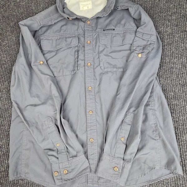 Field And Stream Long Sleeve Fishing Shirt Size M Gray Button Down
