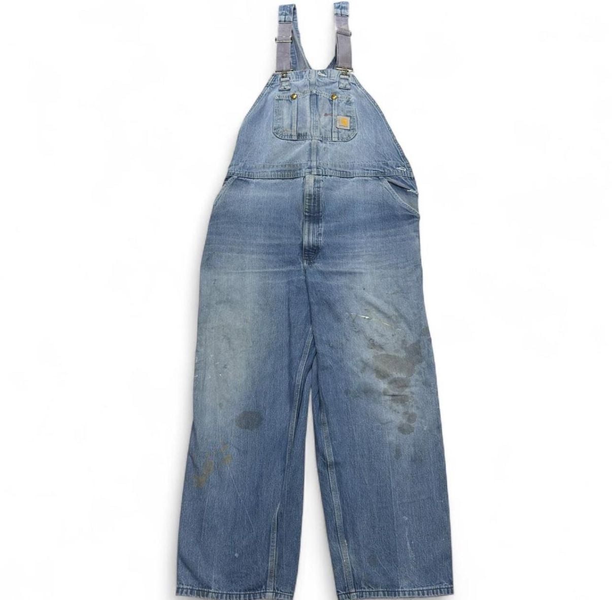 Carhartt Denim Bib Overalls Size 46x30 Blue Workwear 2