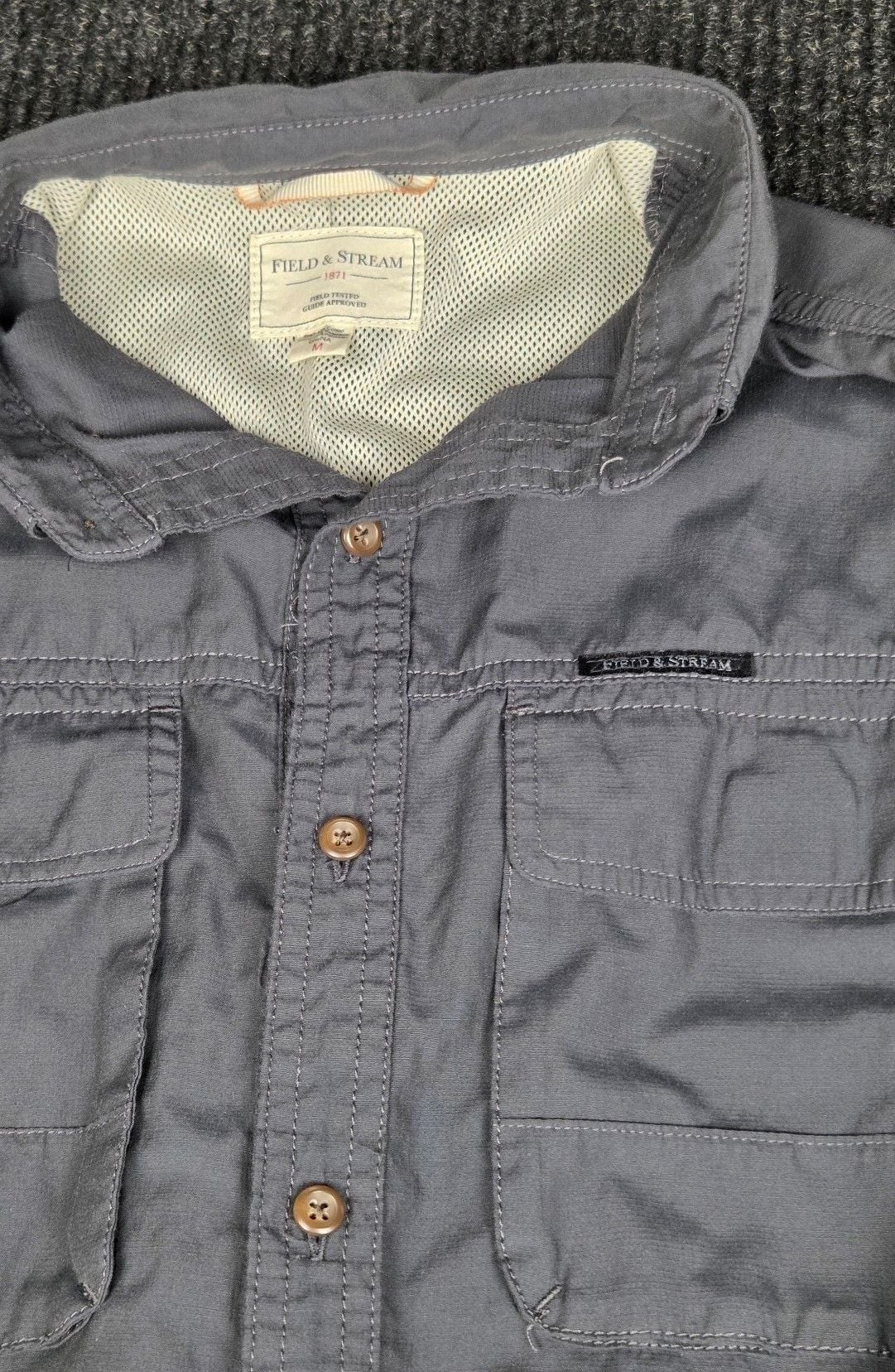 Field And Stream Long Sleeve Fishing Shirt Size M Gray Button Down 5