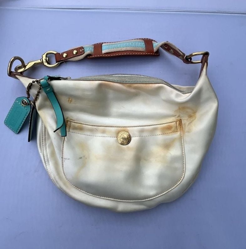Coach Hamptons Ivory Satin Hobo Shoulder Bag NM050-116 2