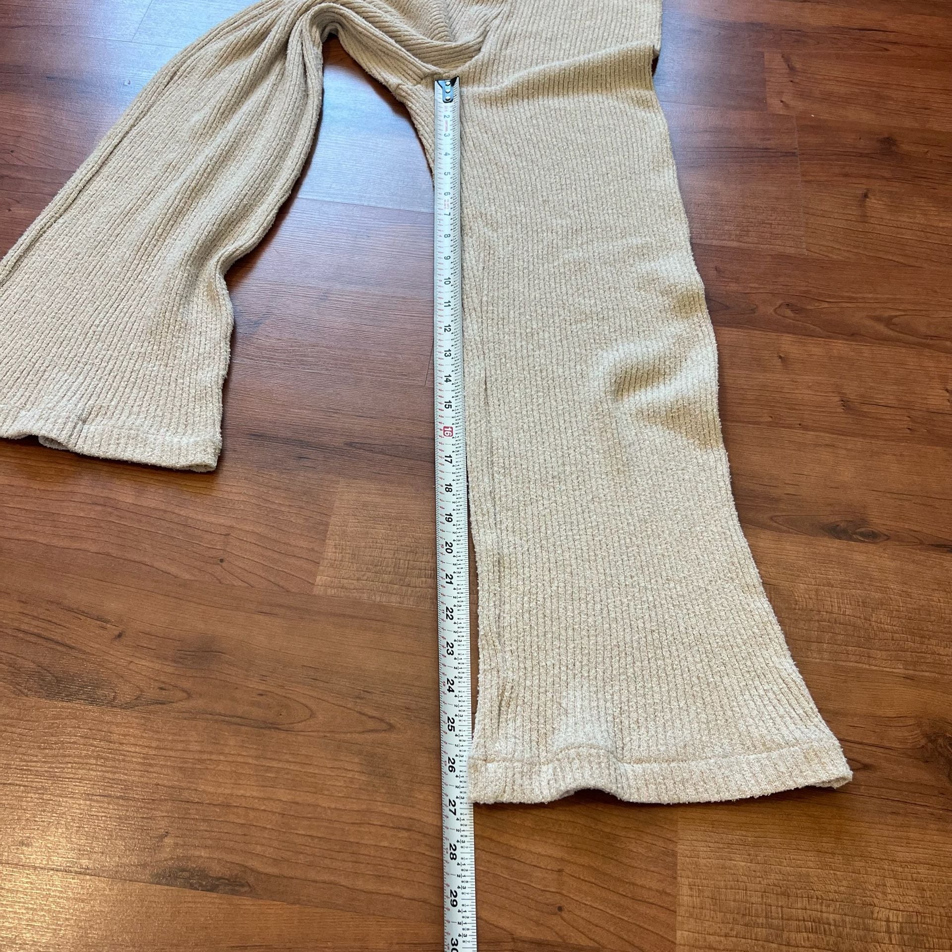 Enza Costa Ribbed Knit Pants Size XS Beige Cotton Blend Made in USA 6