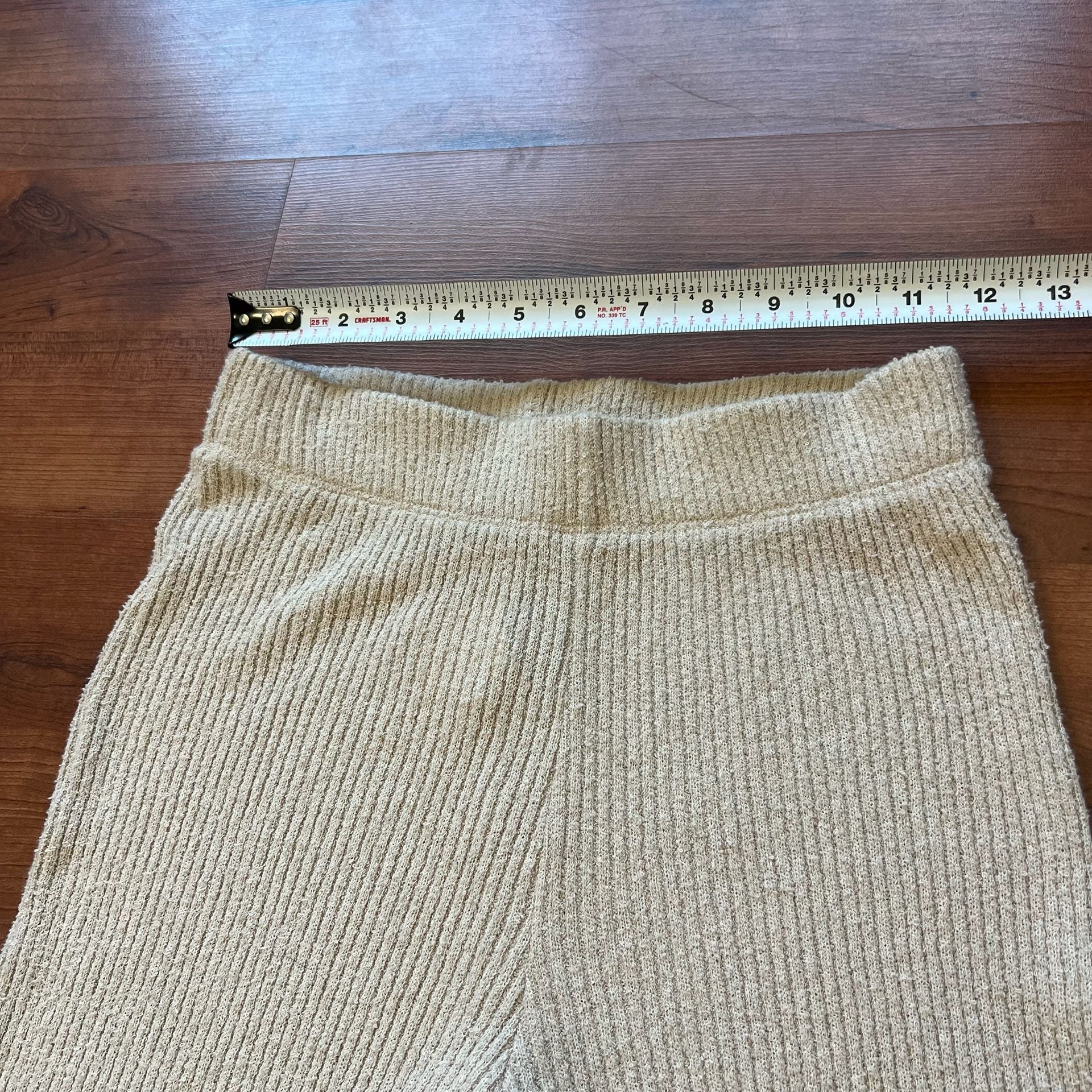 Enza Costa Ribbed Knit Pants Size XS Beige Cotton Blend Made in USA 7