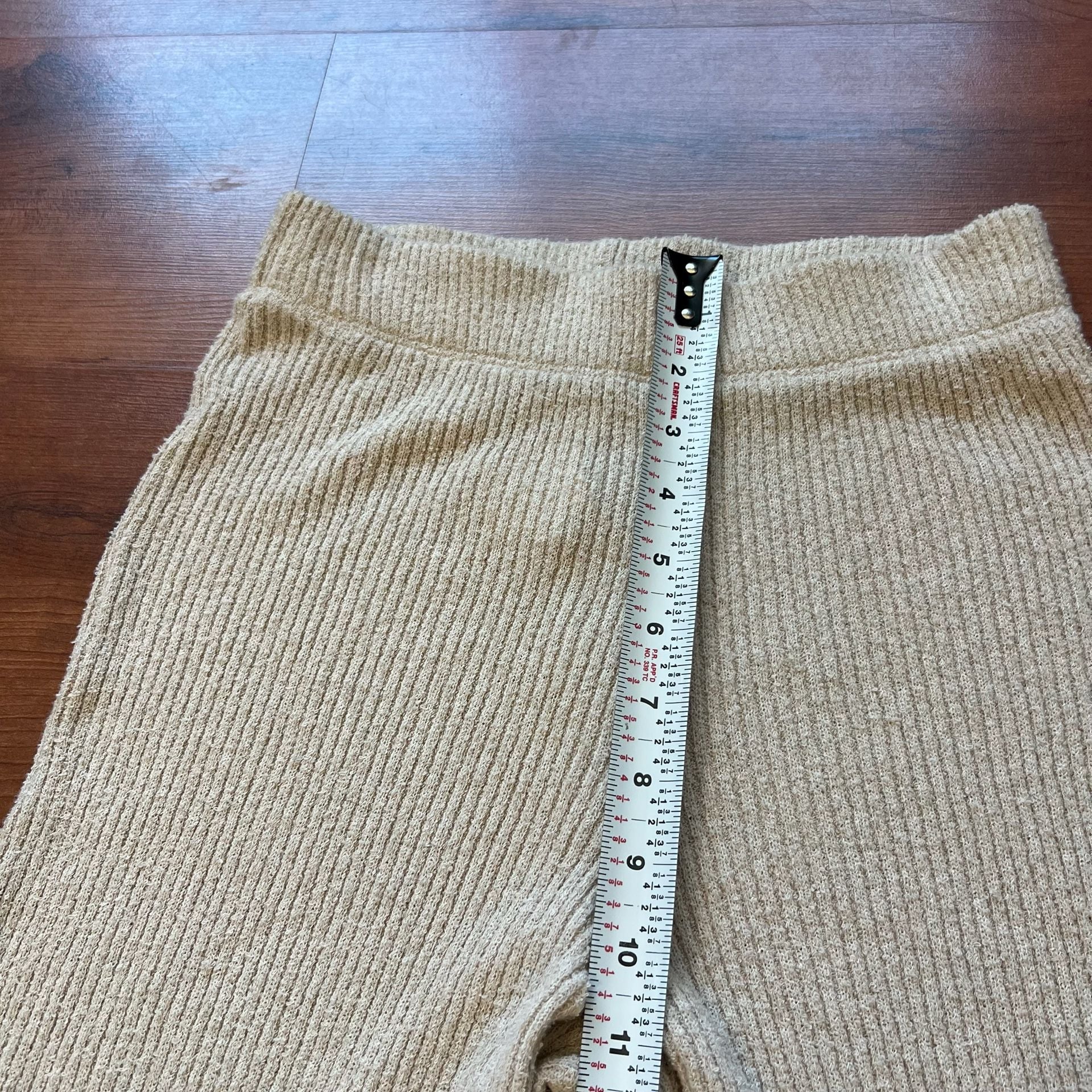 Enza Costa Ribbed Knit Pants Size XS Beige Cotton Blend Made in USA 8
