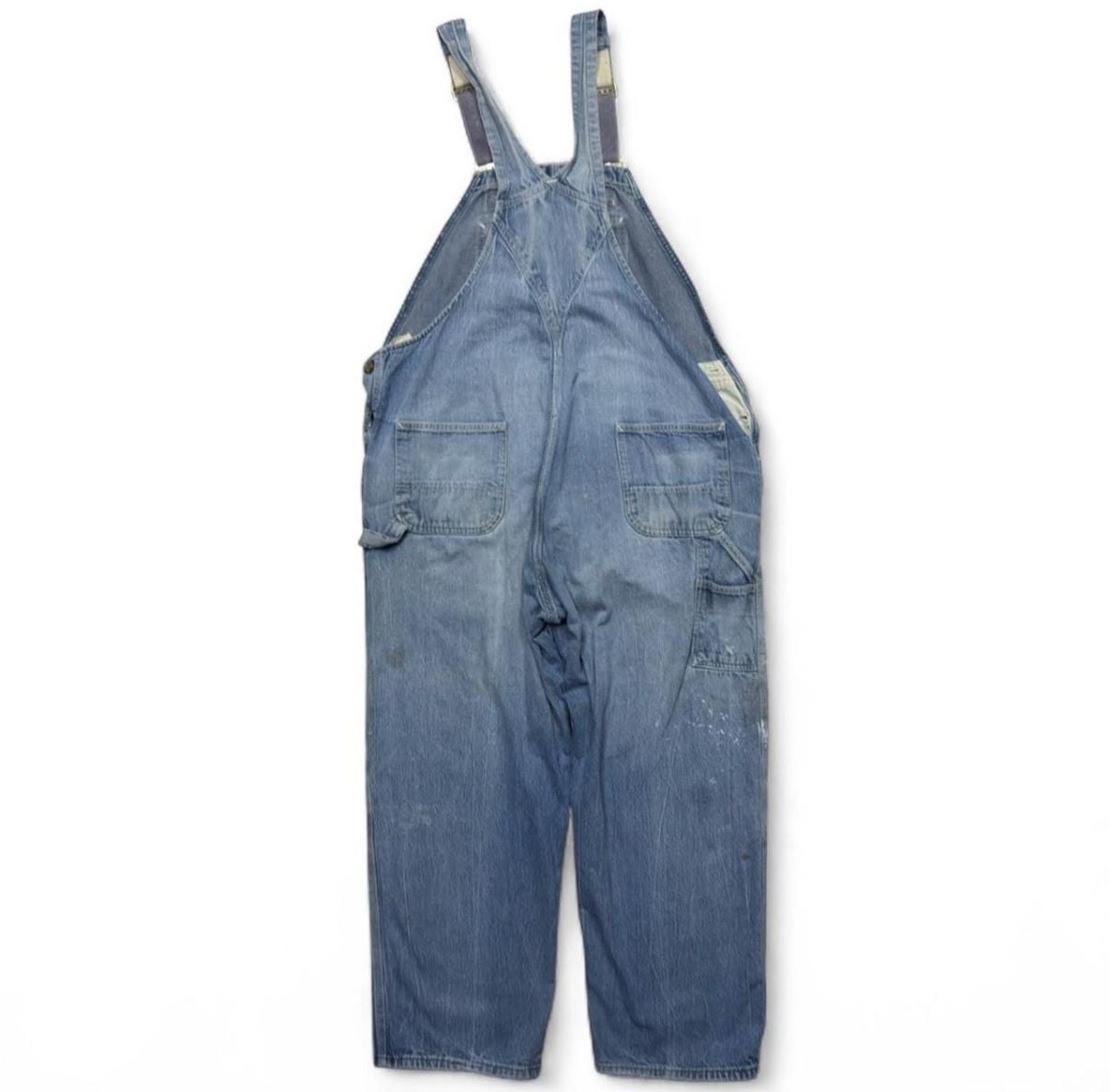 Carhartt Denim Bib Overalls Size 46x30 Blue Workwear 3