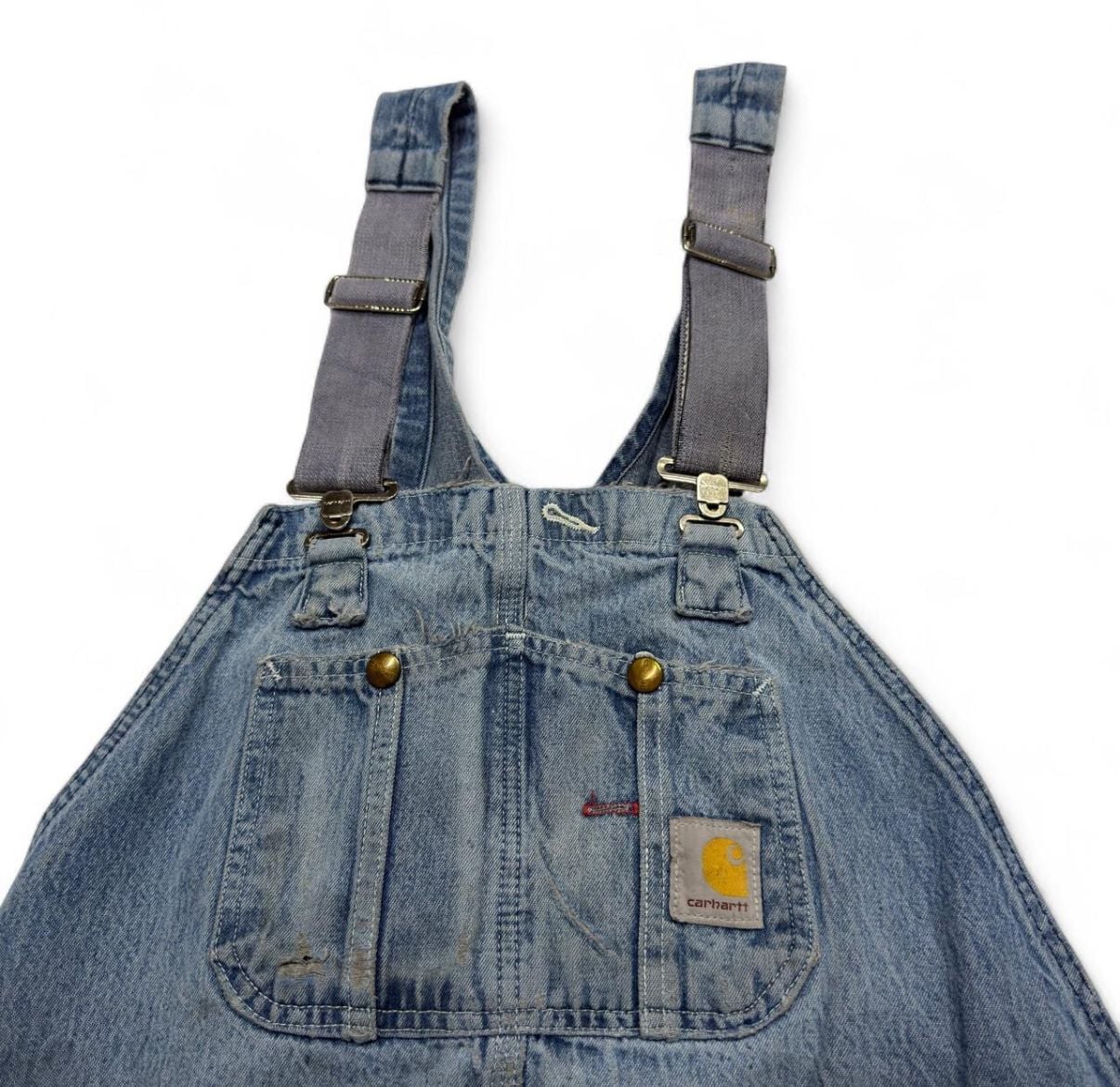 Carhartt Denim Bib Overalls Size 46x30 Blue Workwear 4