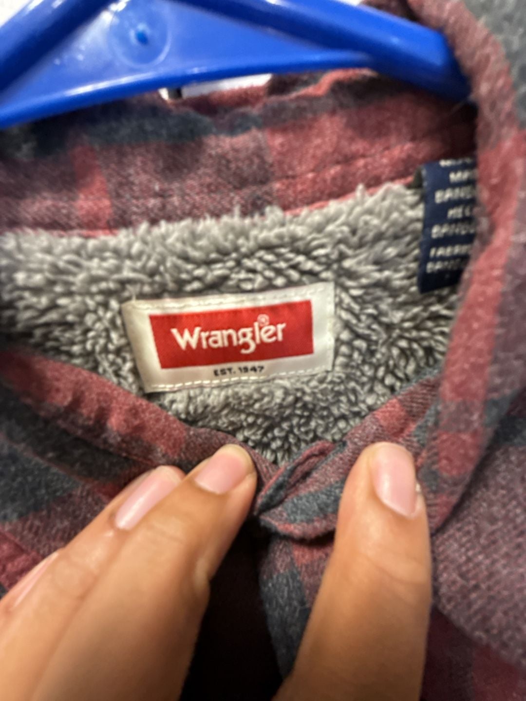 Wrangler Sherpa Lined Flannel Shirt Jacket Size M Red Plaid 3