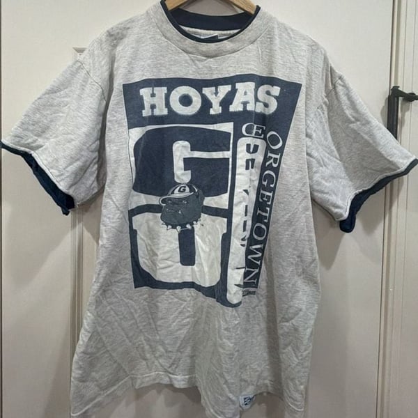 Salem Georgetown Hoyas T-Shirt Size L Gray Cotton Made In USA