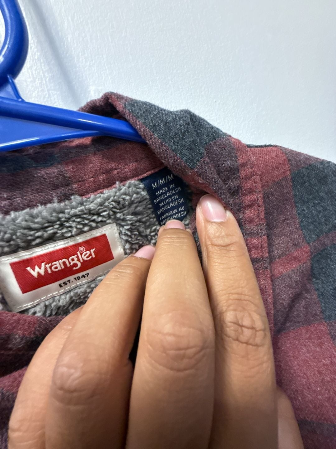 Wrangler Sherpa Lined Flannel Shirt Jacket Size M Red Plaid 4
