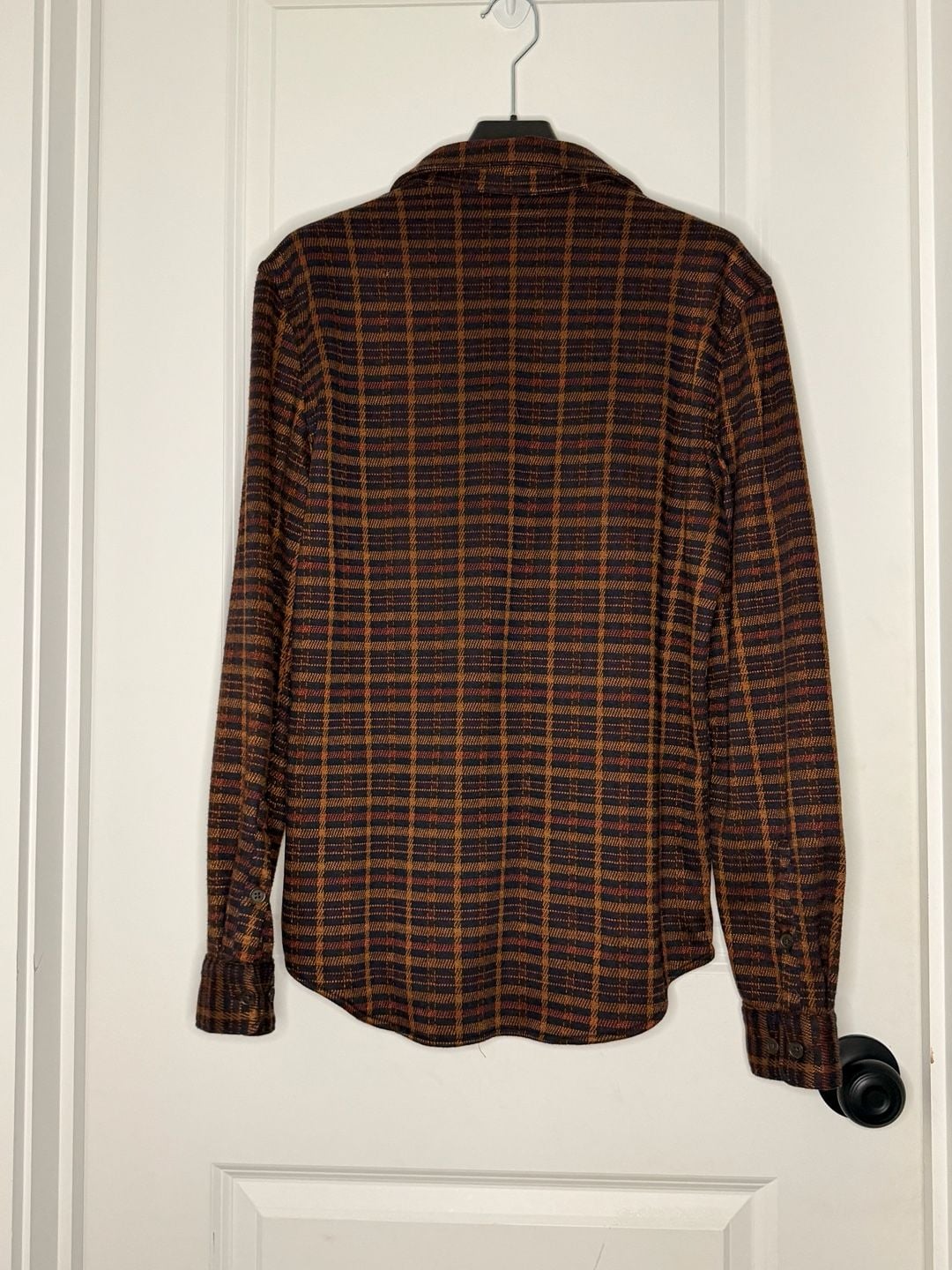 Express Plaid Long Sleeve Button Down Shirt Size S Brown Orange 3