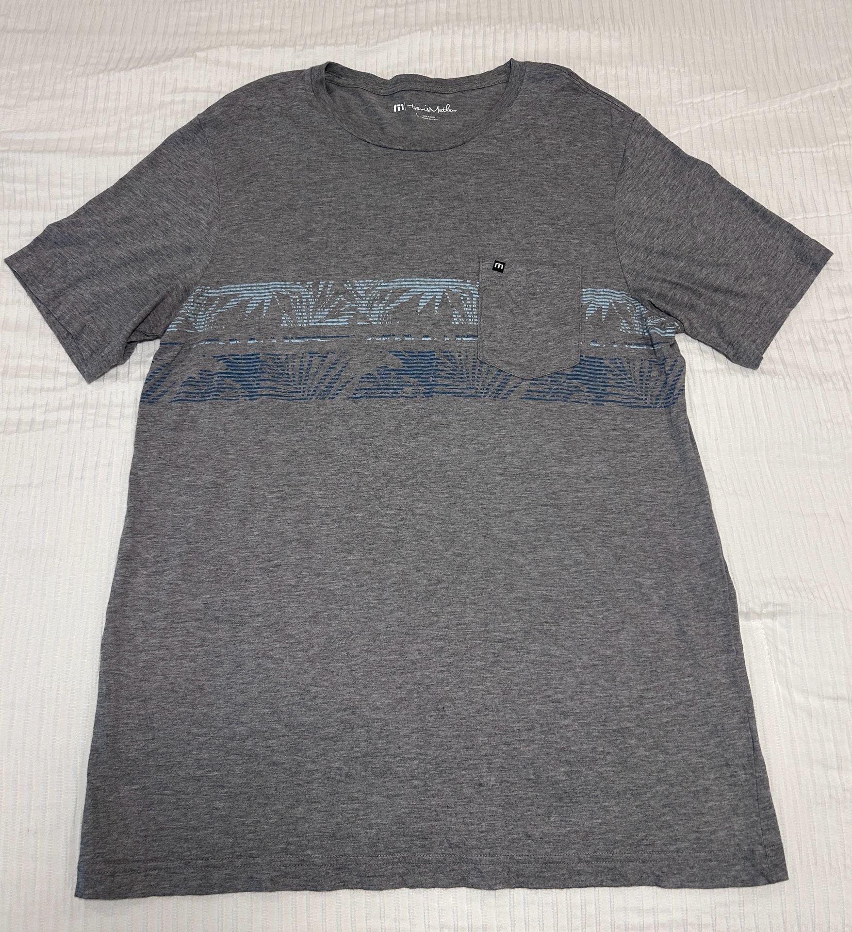 TravisMathew Secluded Spot Tee Size L Gray Pocket Graphic T-Shirt 3