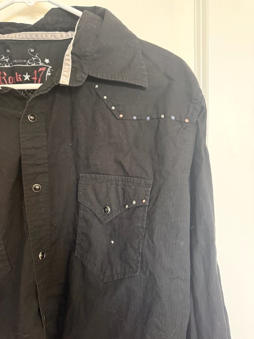 Rock 47 Western Shirt Size XL Black Cross Rhinestone Long Sleeve 6