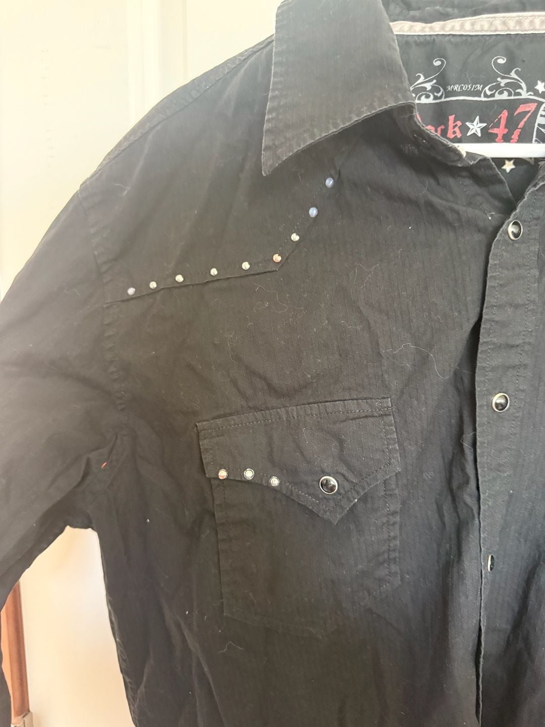 Rock 47 Western Shirt Size XL Black Cross Rhinestone Long Sleeve 7
