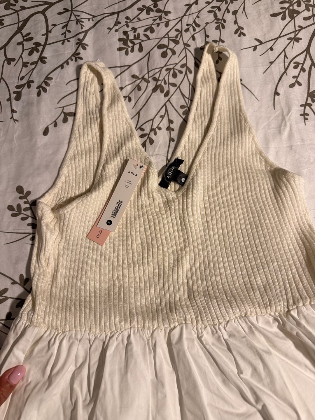 AQUA Tiered Midi Dress Size XL White 7