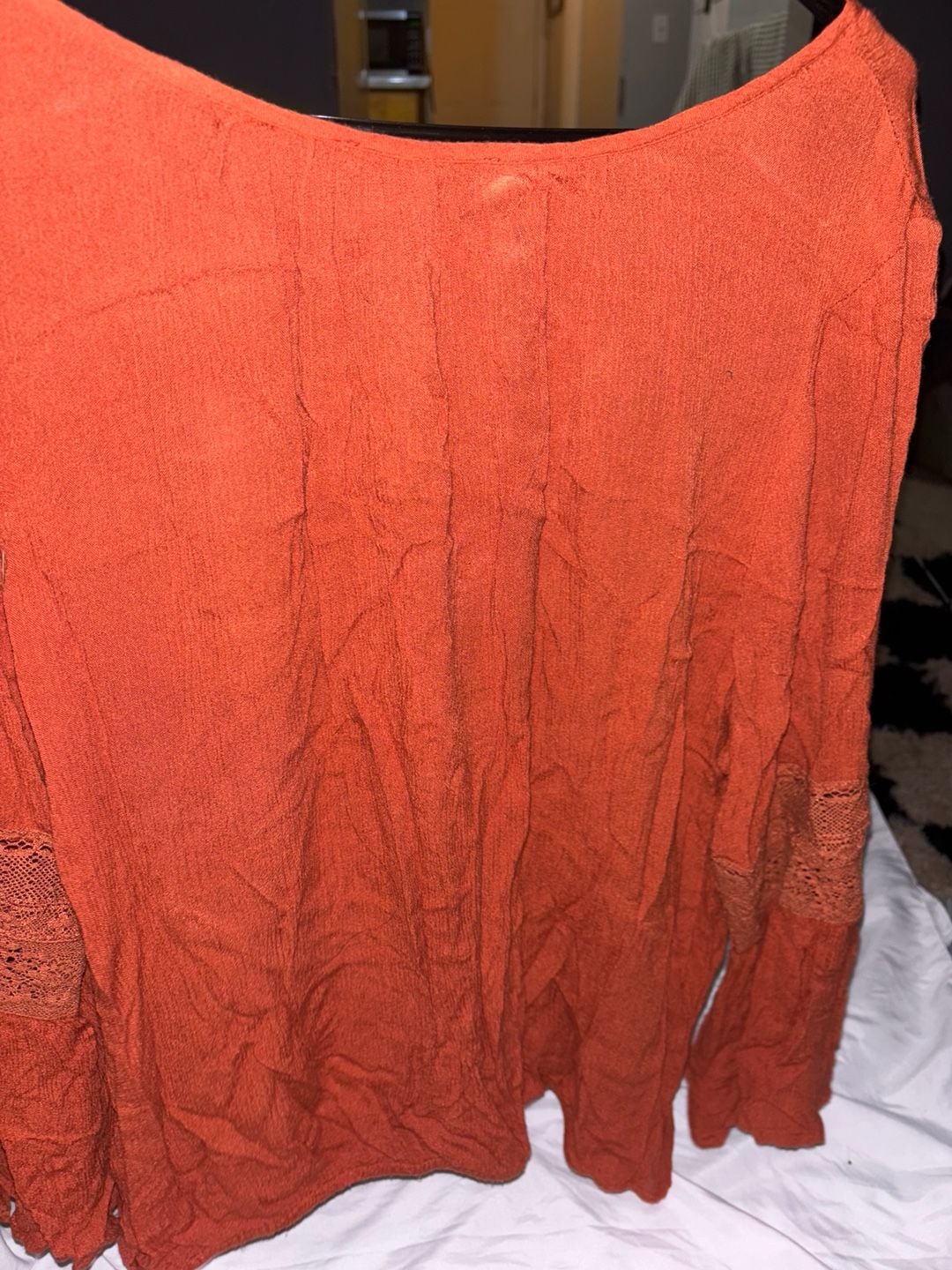 American Eagle Outfitters Lace-Up Top Size XL Orange Boho Blouse 4