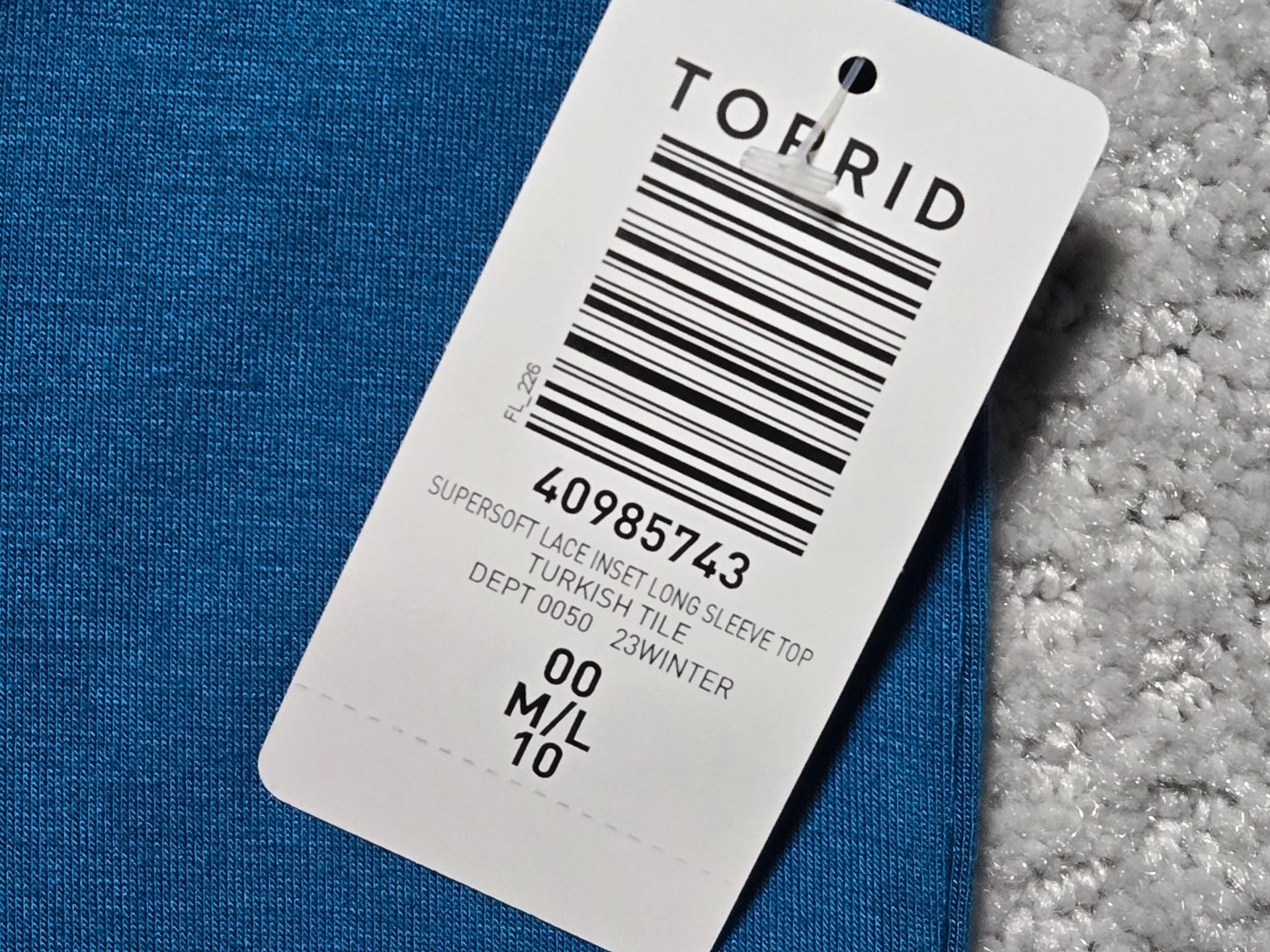 Torrid Supersoft Lace Inset Long Sleeve Top Size 00 Turkish Tile New 5