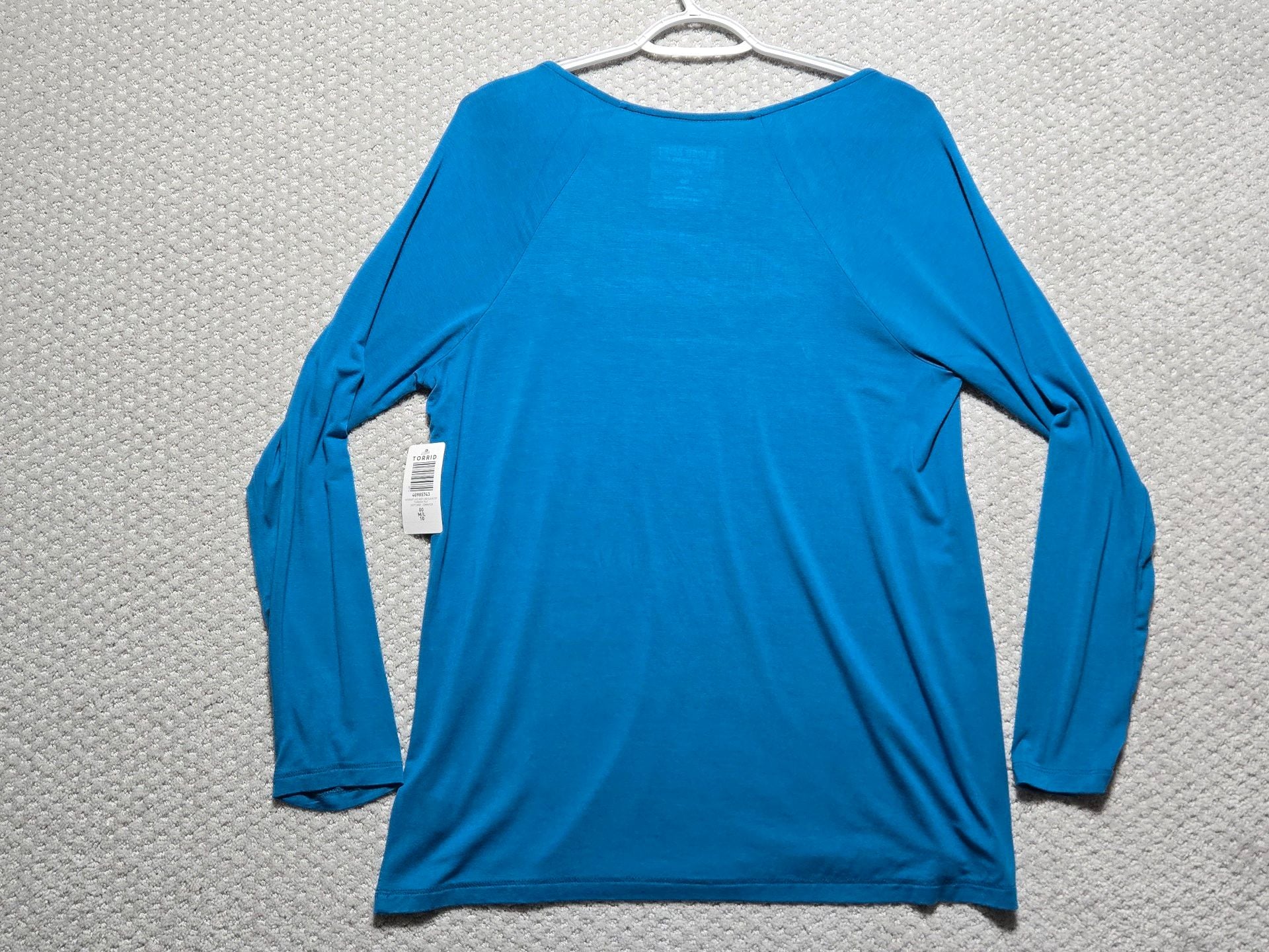 Torrid Supersoft Lace Inset Long Sleeve Top Size 00 Turkish Tile New 9