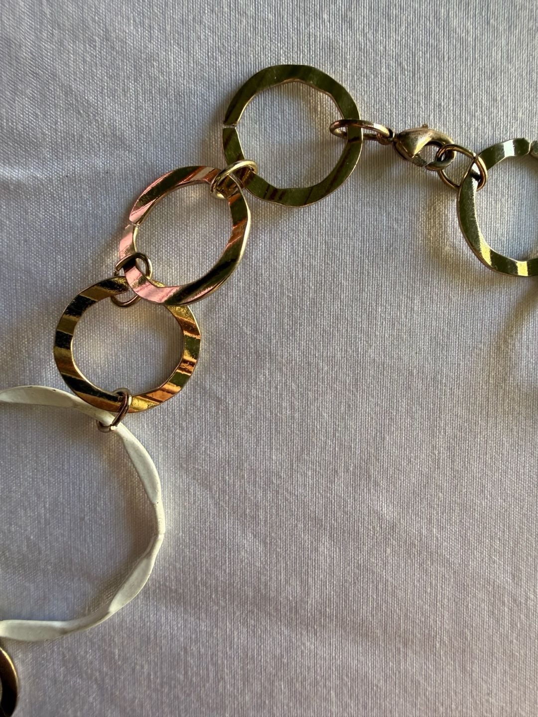 Chico's Two Tone Hammered Circle Link Necklace 3