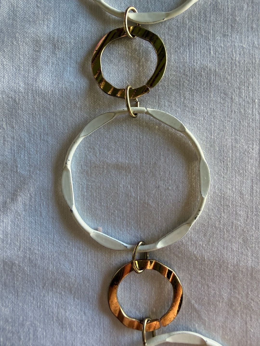 Chico's Two Tone Hammered Circle Link Necklace 4