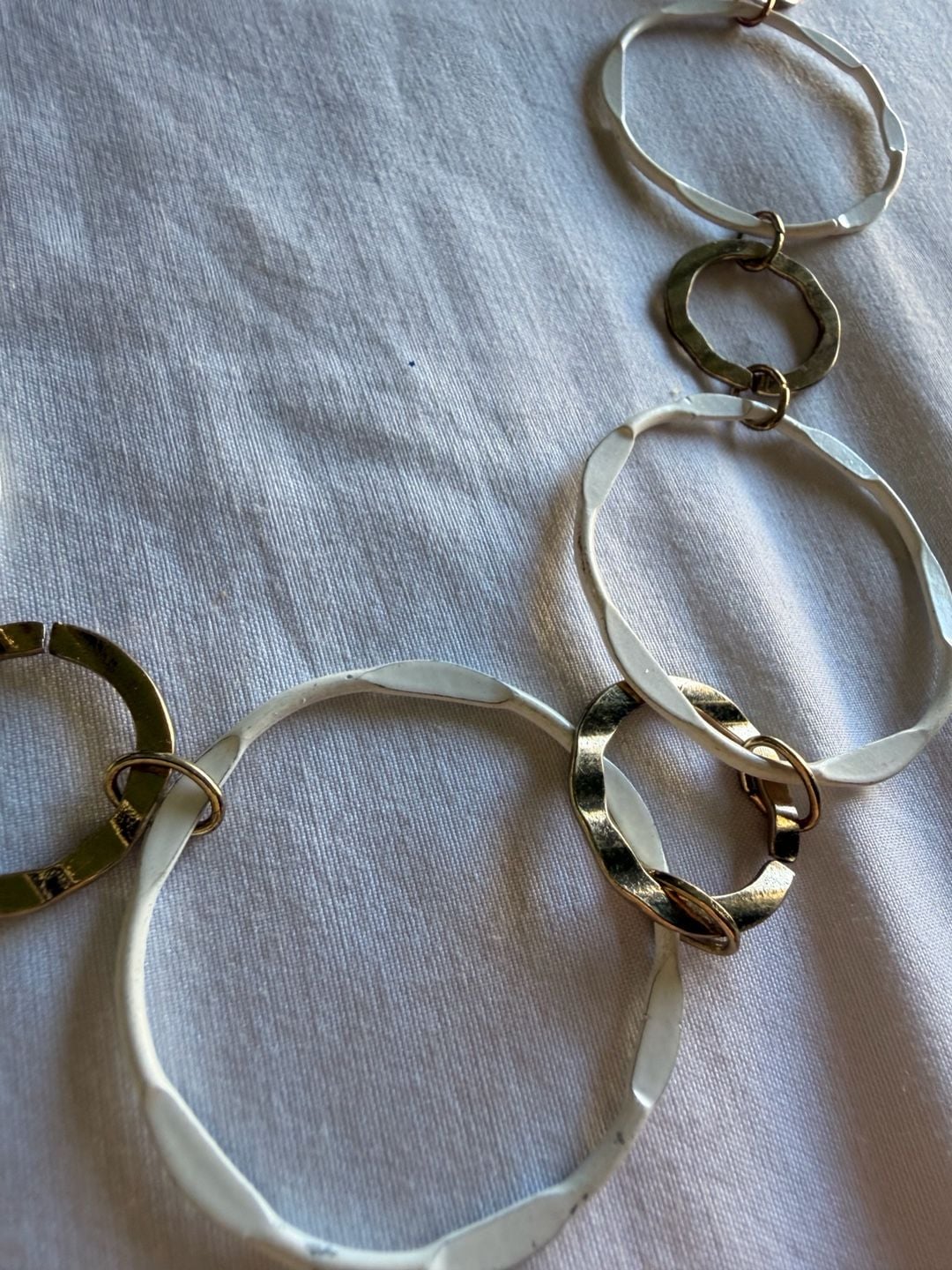 Chico's Two Tone Hammered Circle Link Necklace 5
