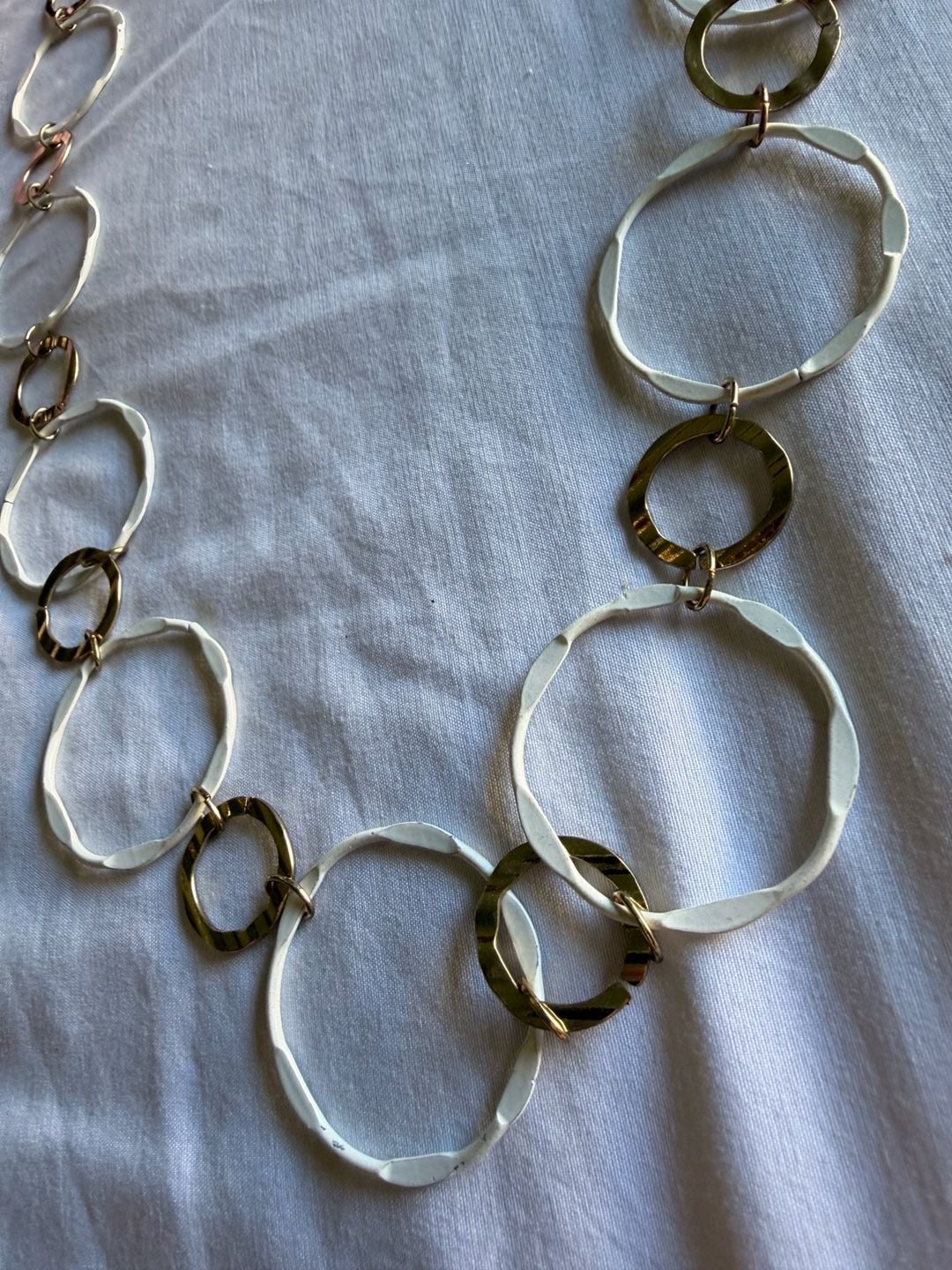 Chico's Two Tone Hammered Circle Link Necklace 6