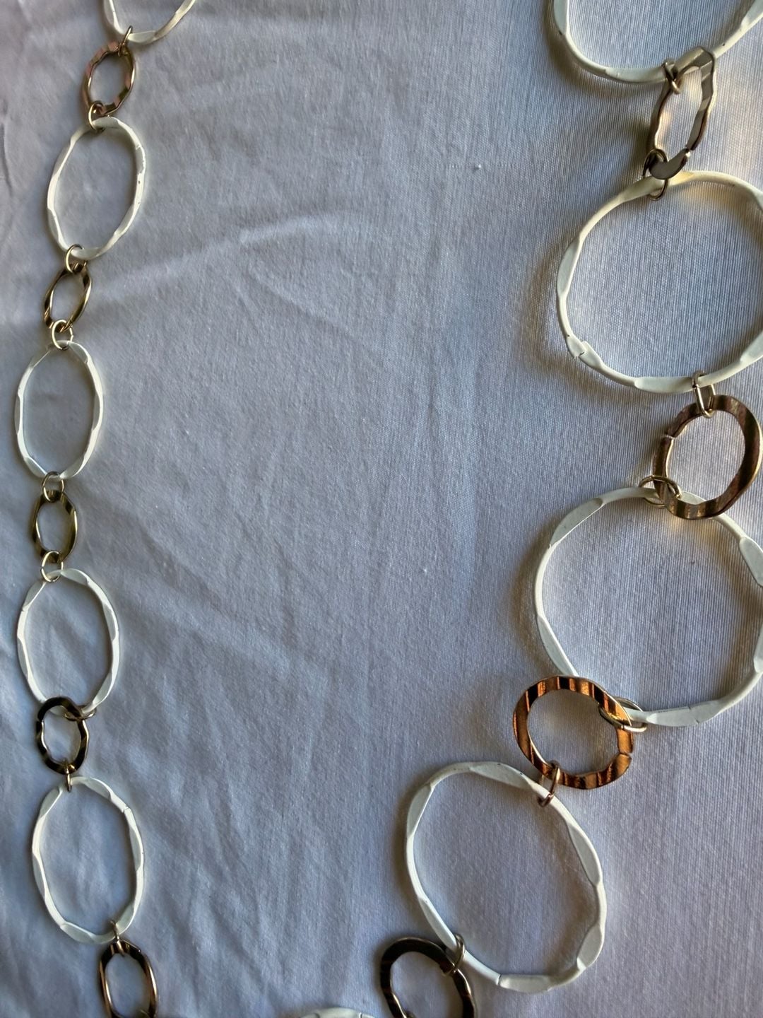 Chico's Two Tone Hammered Circle Link Necklace 7