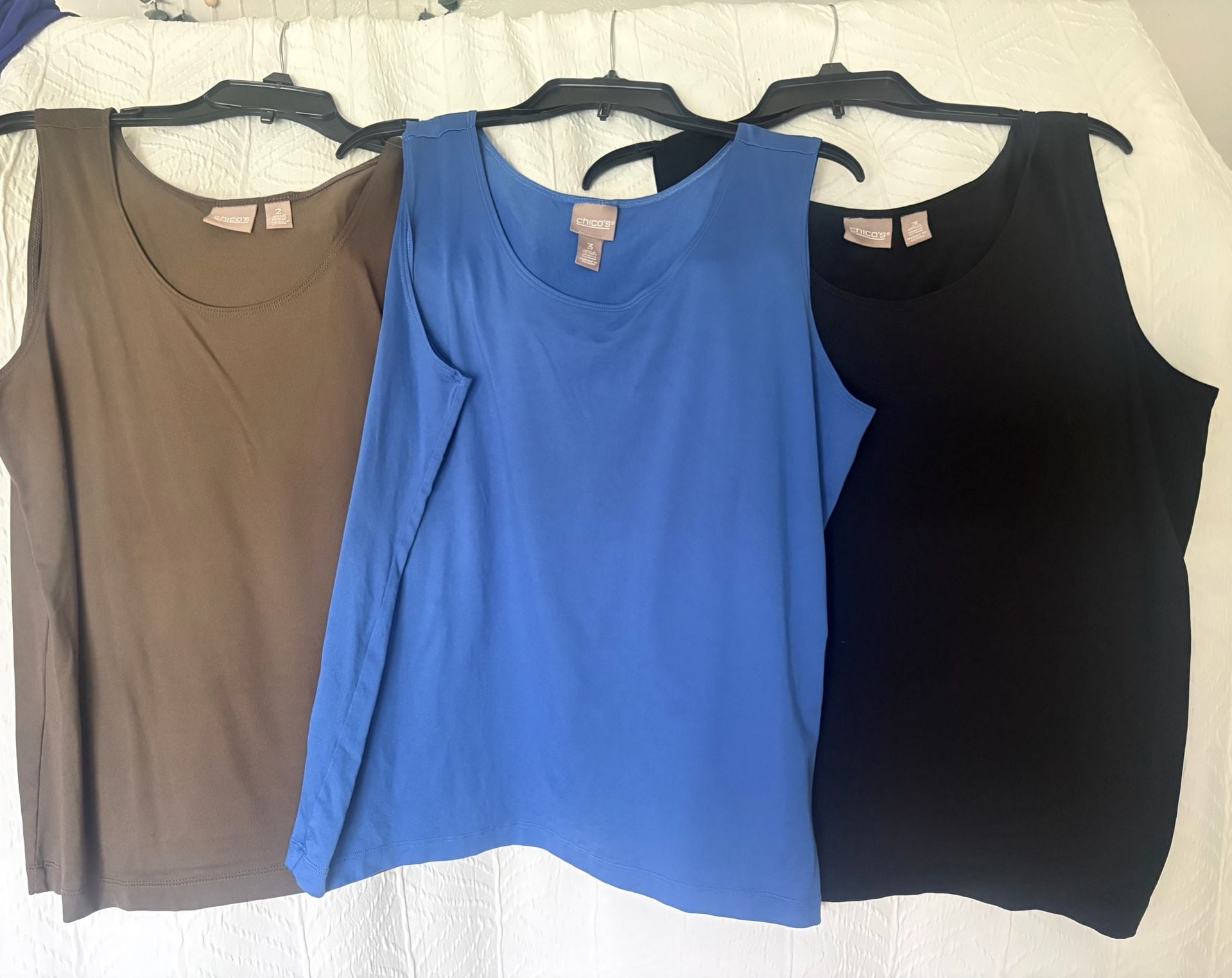 Chico's Microfiber Tank Size 3 Set of 3 Brown Blue Black 1