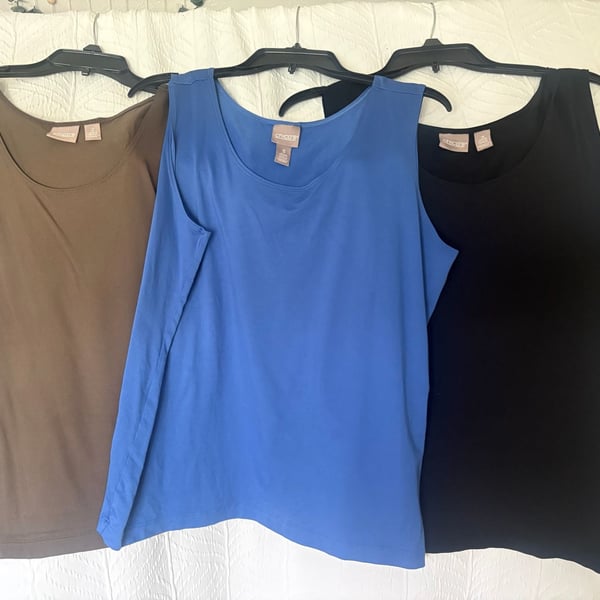 Chico's Microfiber Tank Size 3 Set of 3 Brown Blue Black