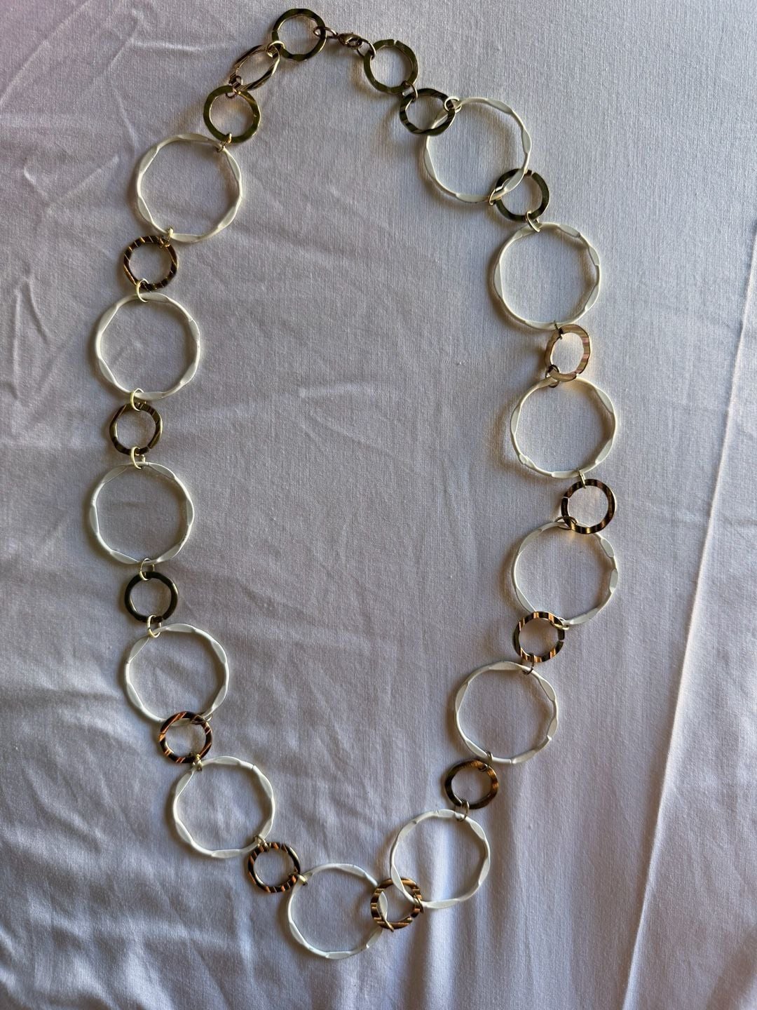 Chico's Two Tone Hammered Circle Link Necklace 2